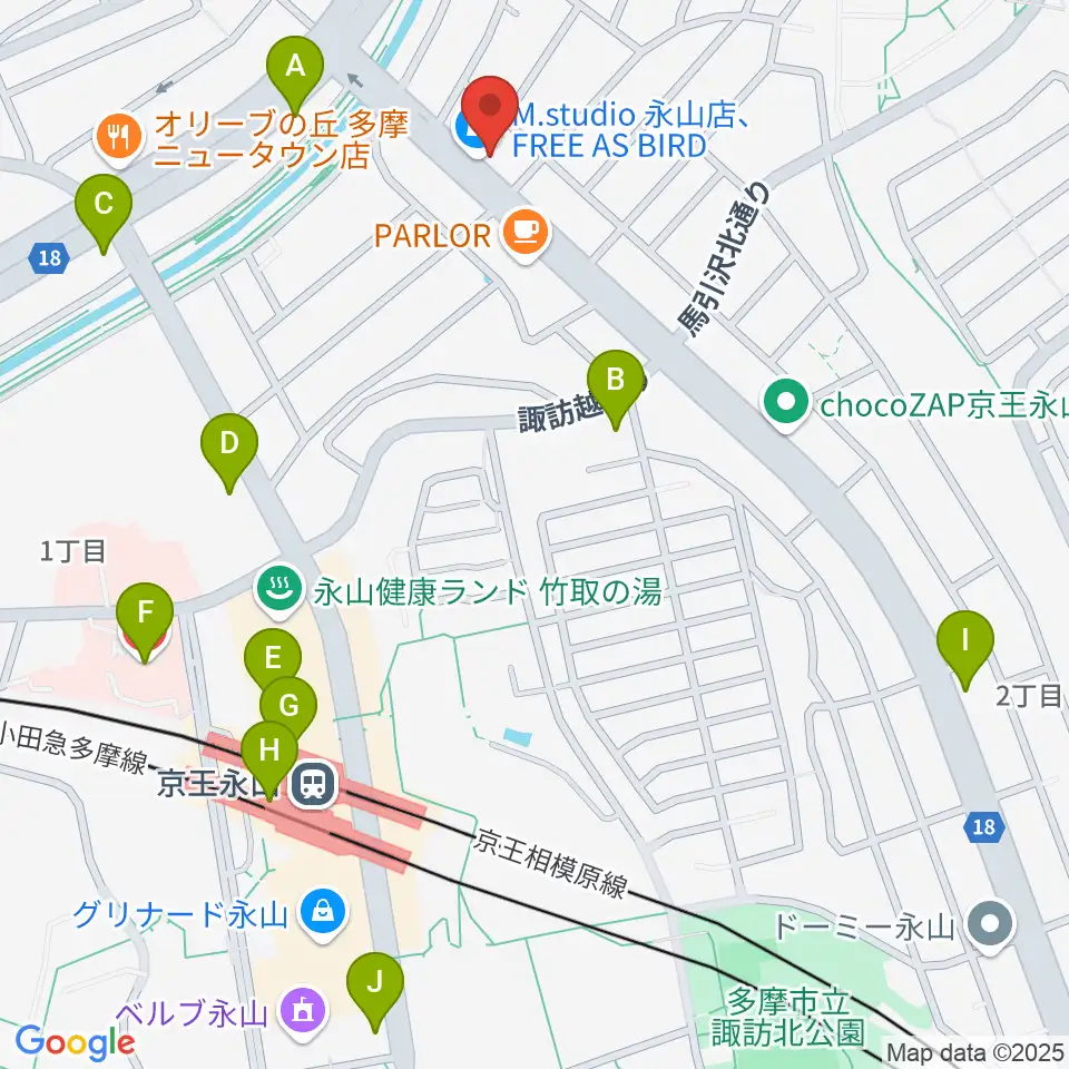 Mスタジオ永山店周辺のコンビニエンスストア一覧地図
