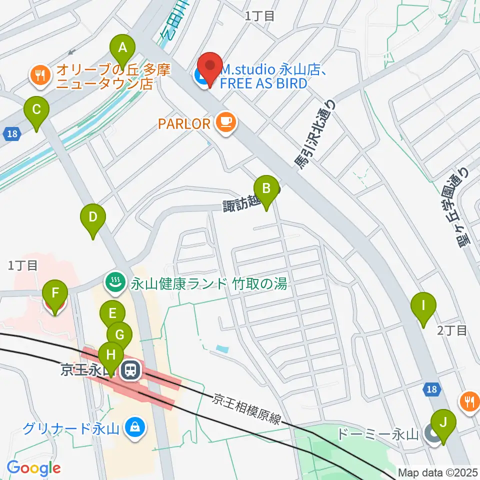 Mスタジオ永山店周辺のコンビニエンスストア一覧地図