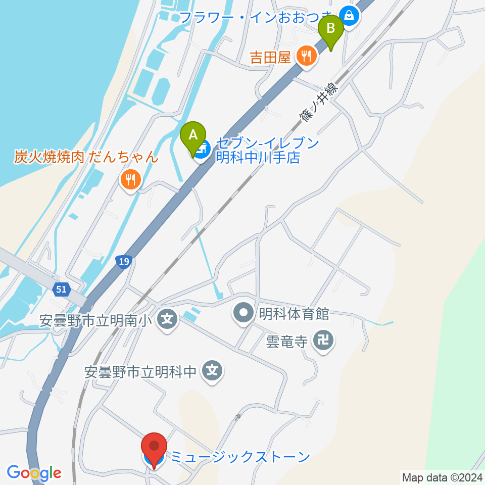 ミュージックストーン周辺のコンビニエンスストア一覧地図