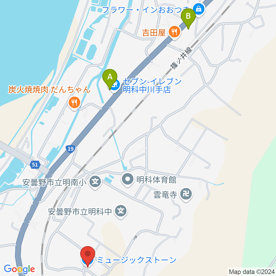 ミュージックストーン周辺のコンビニエンスストア一覧地図