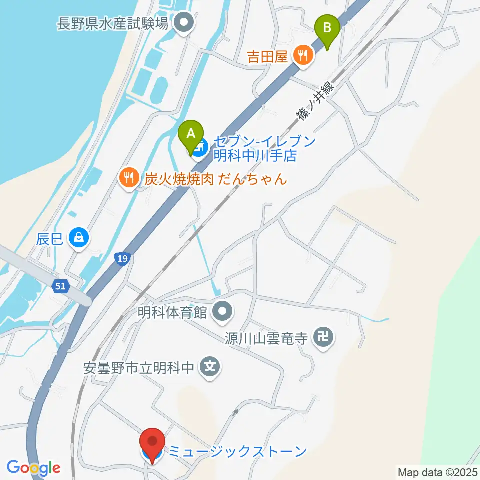 ミュージックストーン周辺のコンビニエンスストア一覧地図