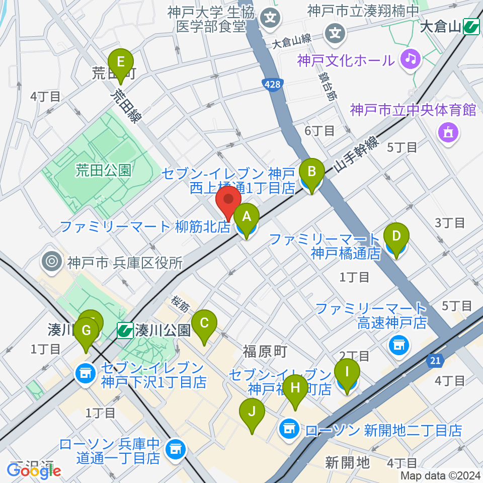 きどやバイオリン工房周辺のコンビニエンスストア一覧地図