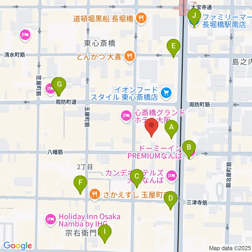 P4 STUDIO東心斎橋店周辺のコンビニエンスストア一覧地図