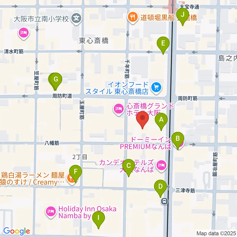 P4 STUDIO東心斎橋店周辺のコンビニエンスストア一覧地図