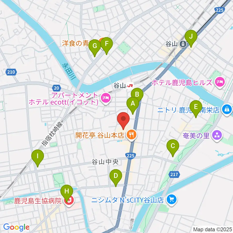 谷山サザンホール周辺のコンビニエンスストア一覧地図