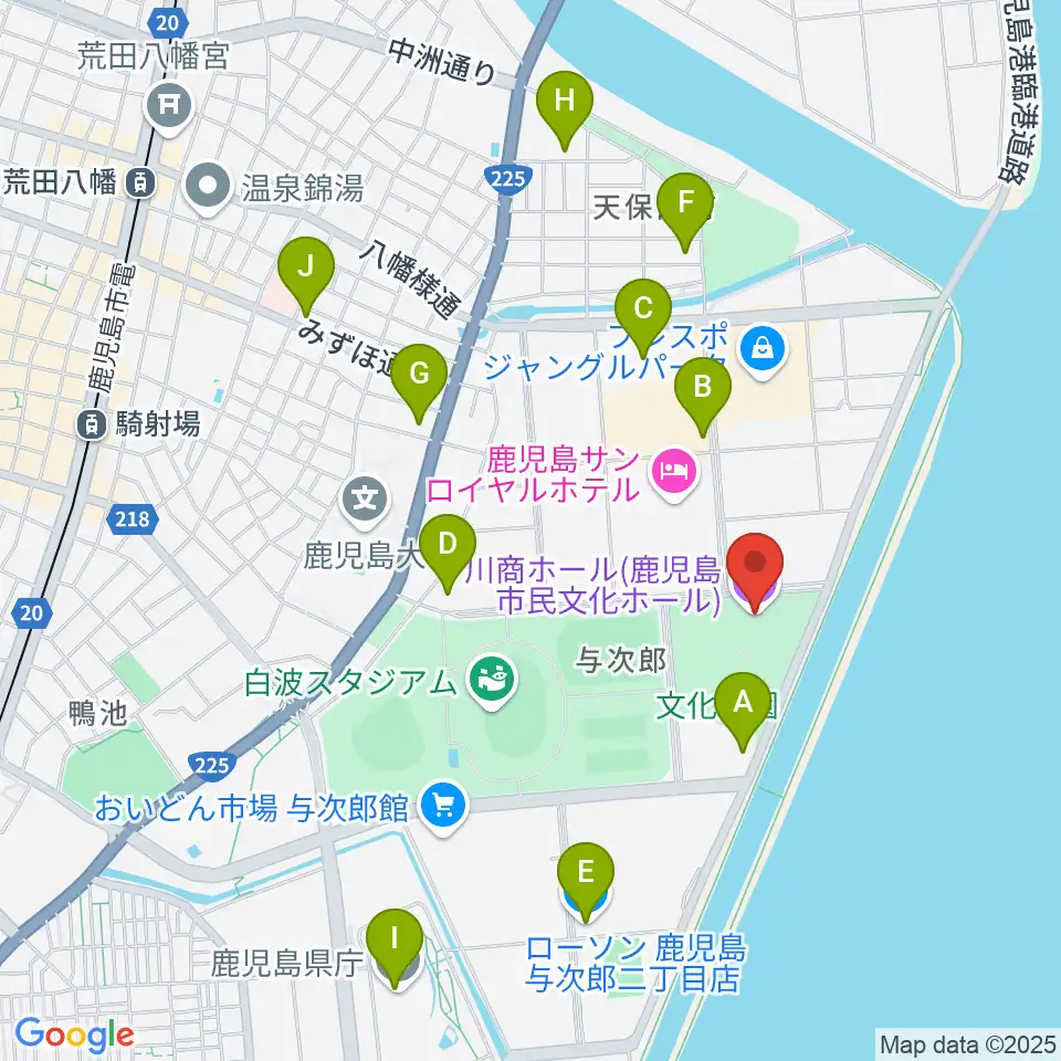 川商ホール周辺のコンビニエンスストア一覧地図