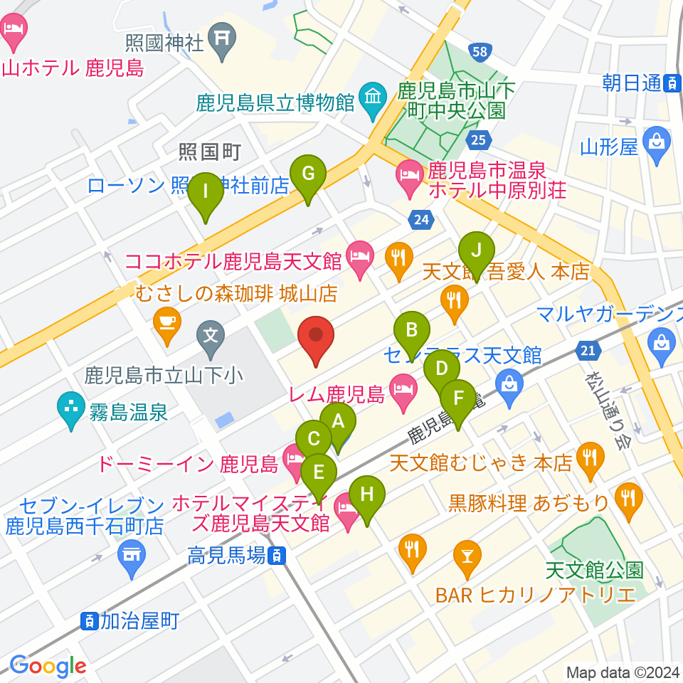 鹿児島キャパルボホール周辺のコンビニエンスストア一覧地図