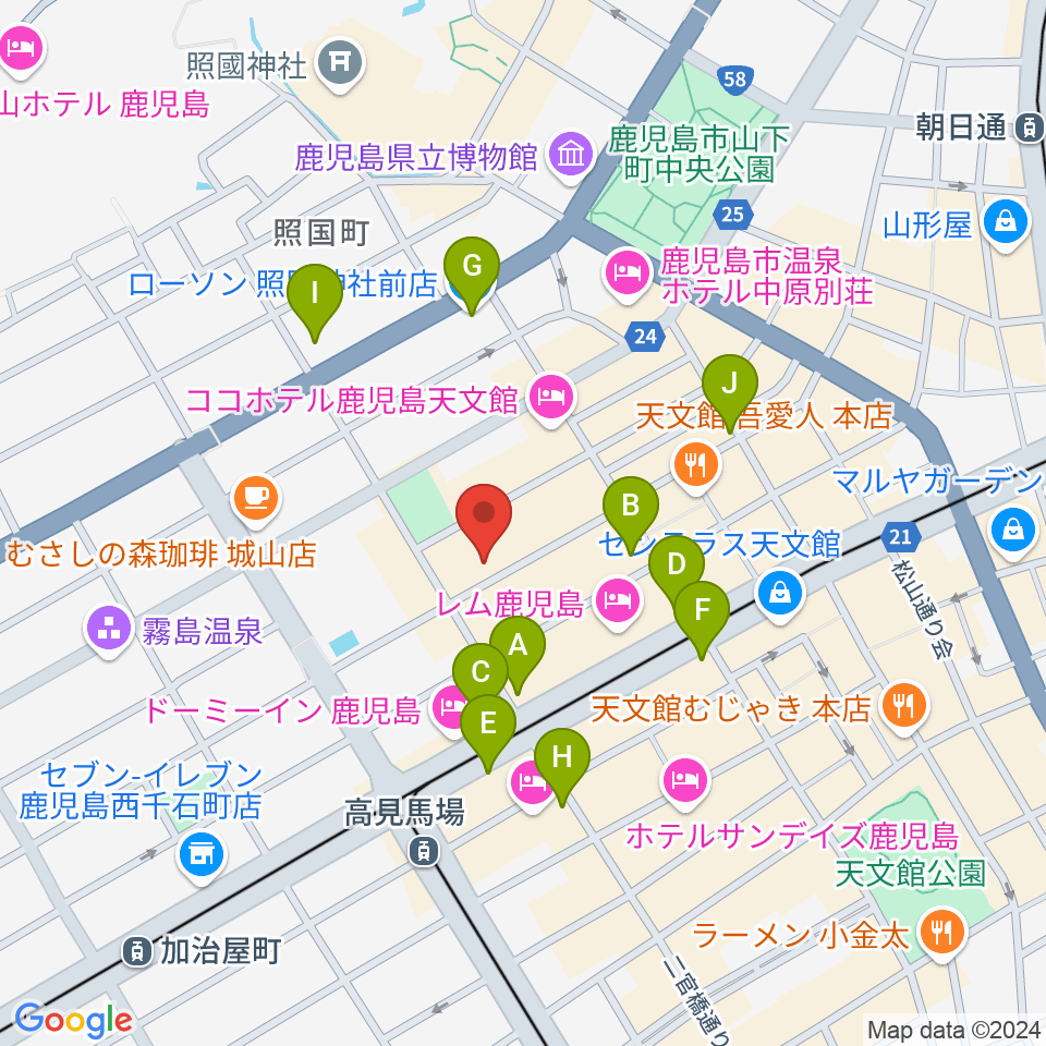 鹿児島キャパルボホール周辺のコンビニエンスストア一覧地図