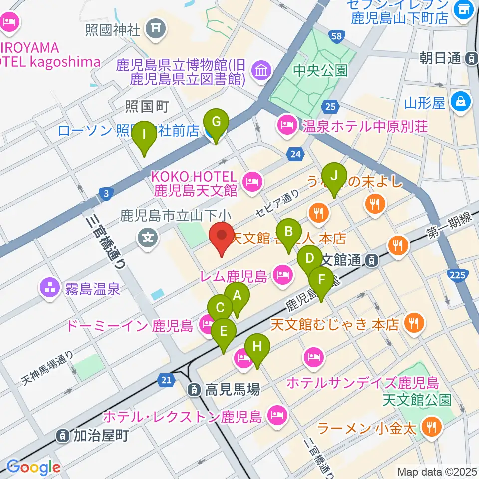 鹿児島キャパルボホール周辺のコンビニエンスストア一覧地図