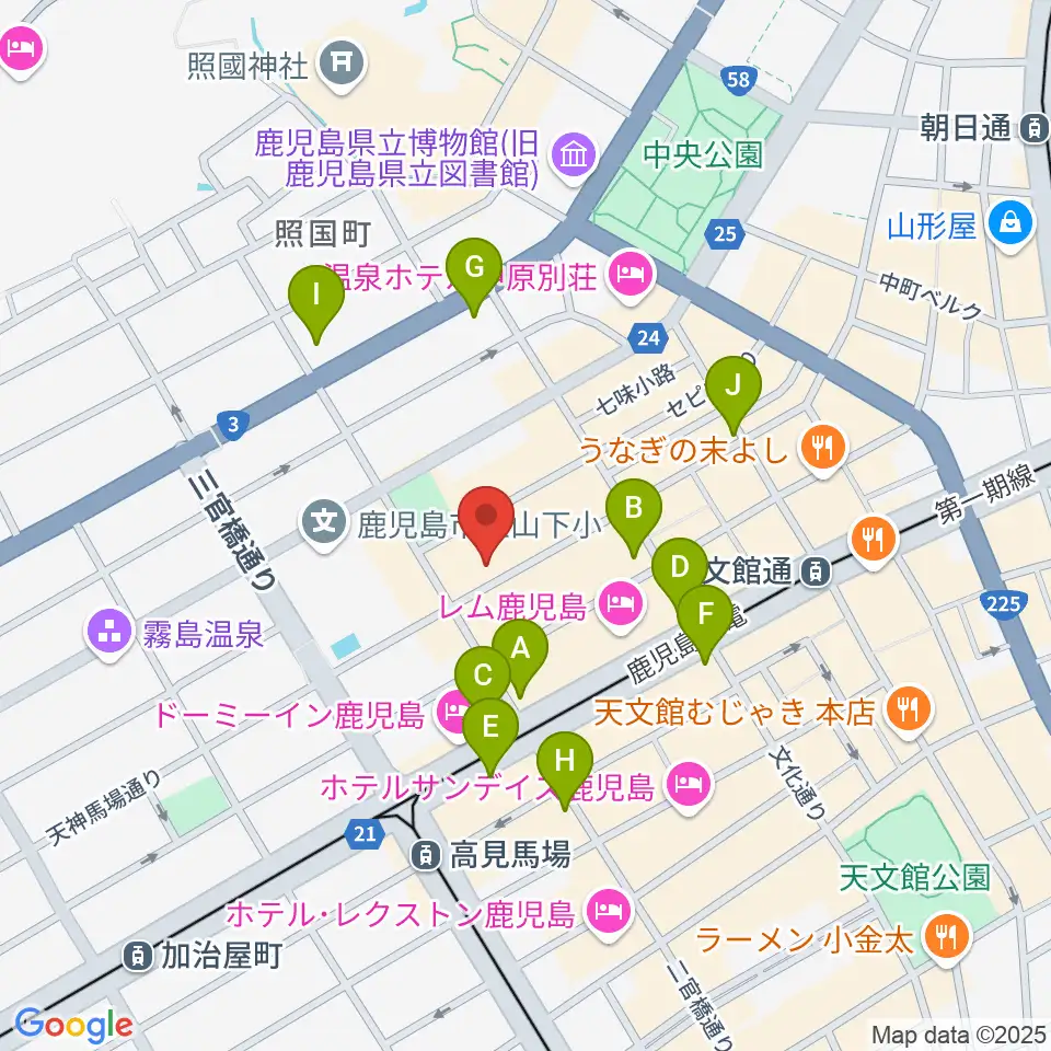 鹿児島キャパルボホール周辺のコンビニエンスストア一覧地図