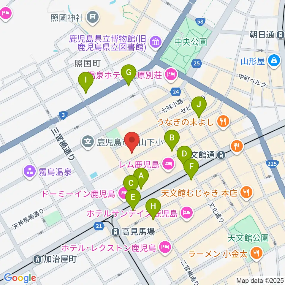鹿児島キャパルボホール周辺のコンビニエンスストア一覧地図