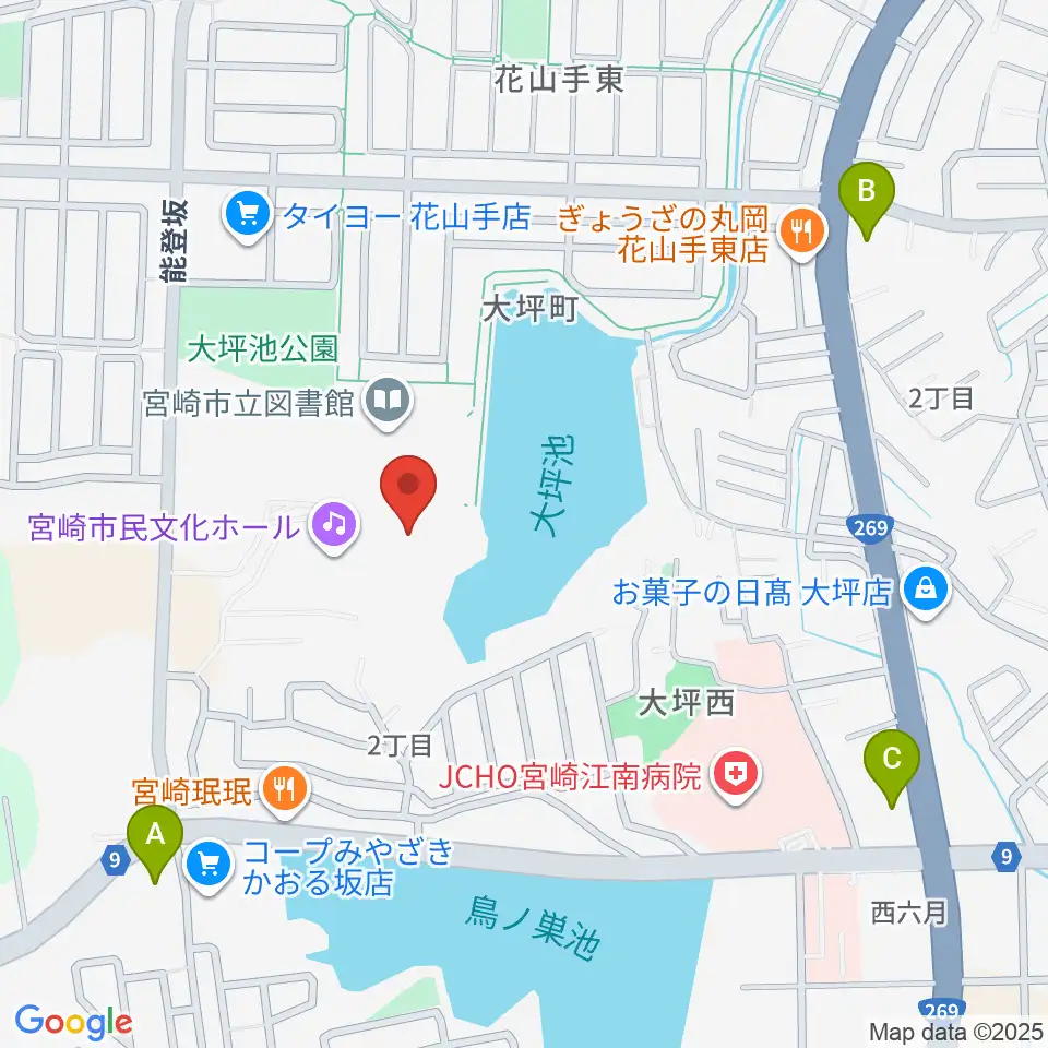 宮崎市民文化ホール周辺のコンビニエンスストア一覧地図