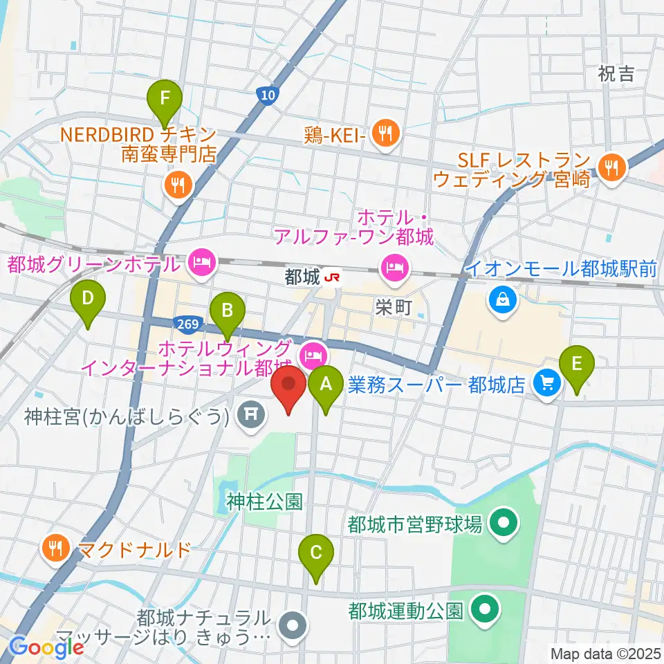 都城市総合文化ホール周辺のコンビニエンスストア一覧地図