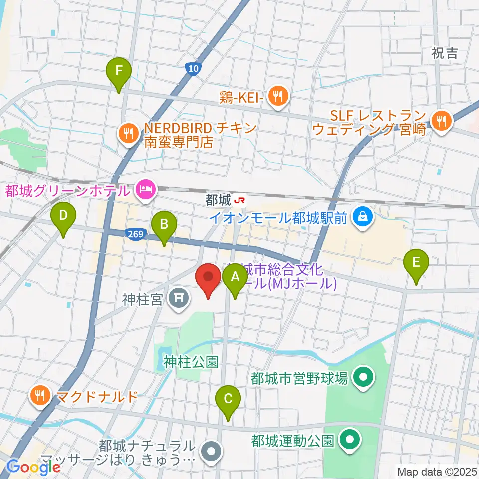 都城市総合文化ホール周辺のコンビニエンスストア一覧地図