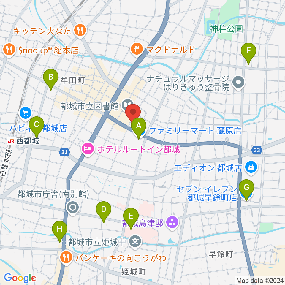 ウエルネス交流プラザ周辺のコンビニエンスストア一覧地図