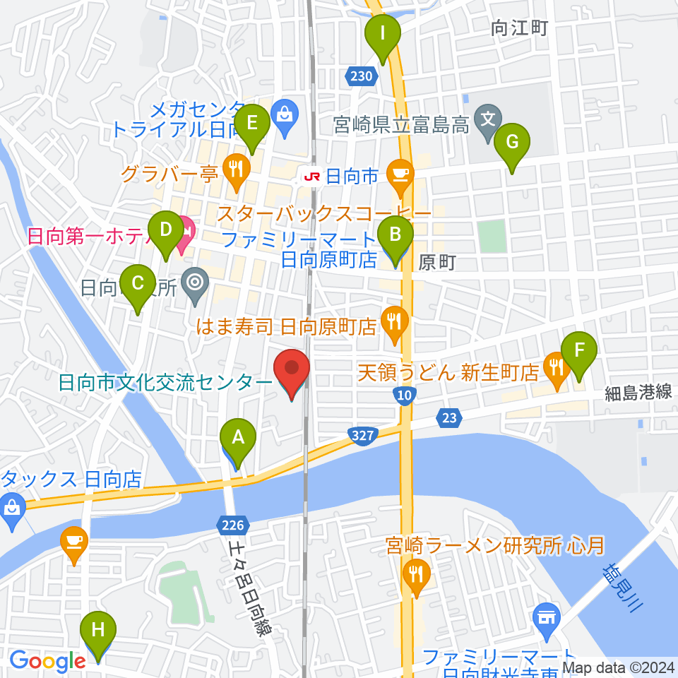 日向市文化交流センター周辺のコンビニエンスストア一覧地図