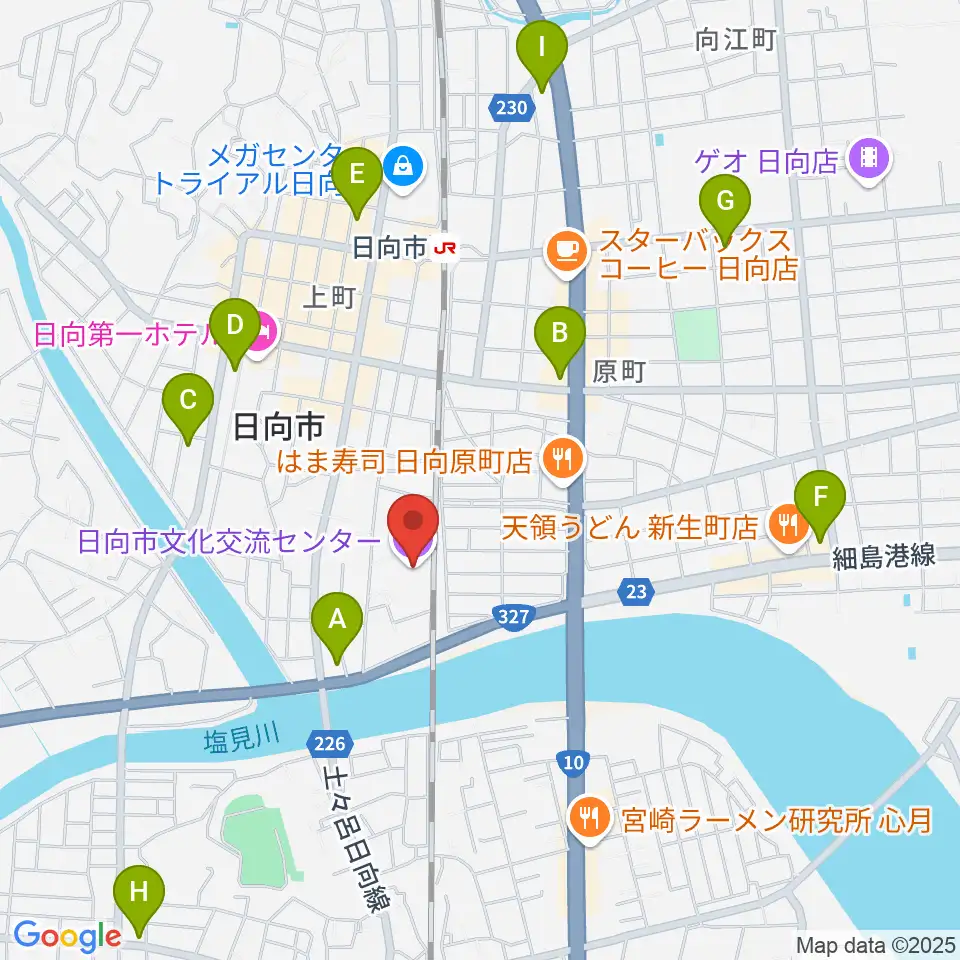日向市文化交流センター周辺のコンビニエンスストア一覧地図