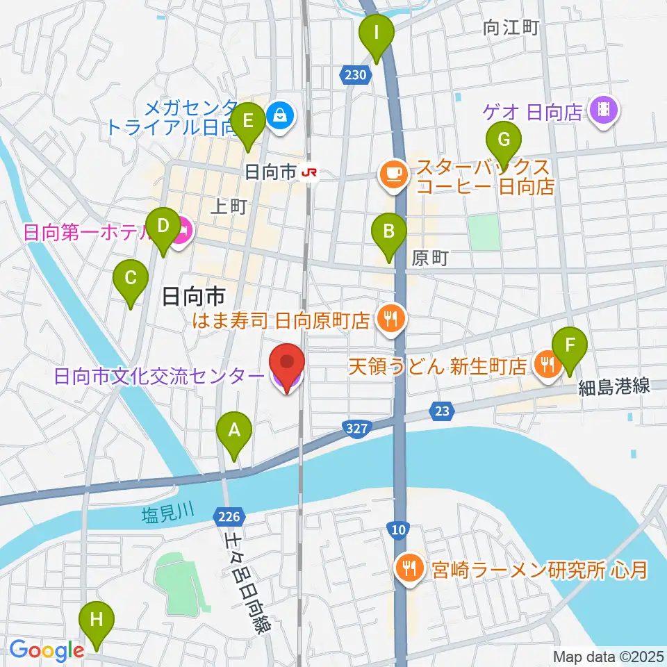 日向市文化交流センター周辺のコンビニエンスストア一覧地図