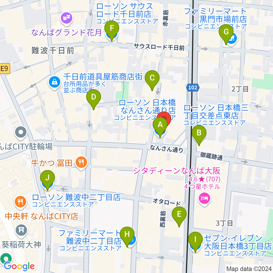 松本楽器M&Gピアノサービスセンター周辺のコンビニエンスストア一覧地図