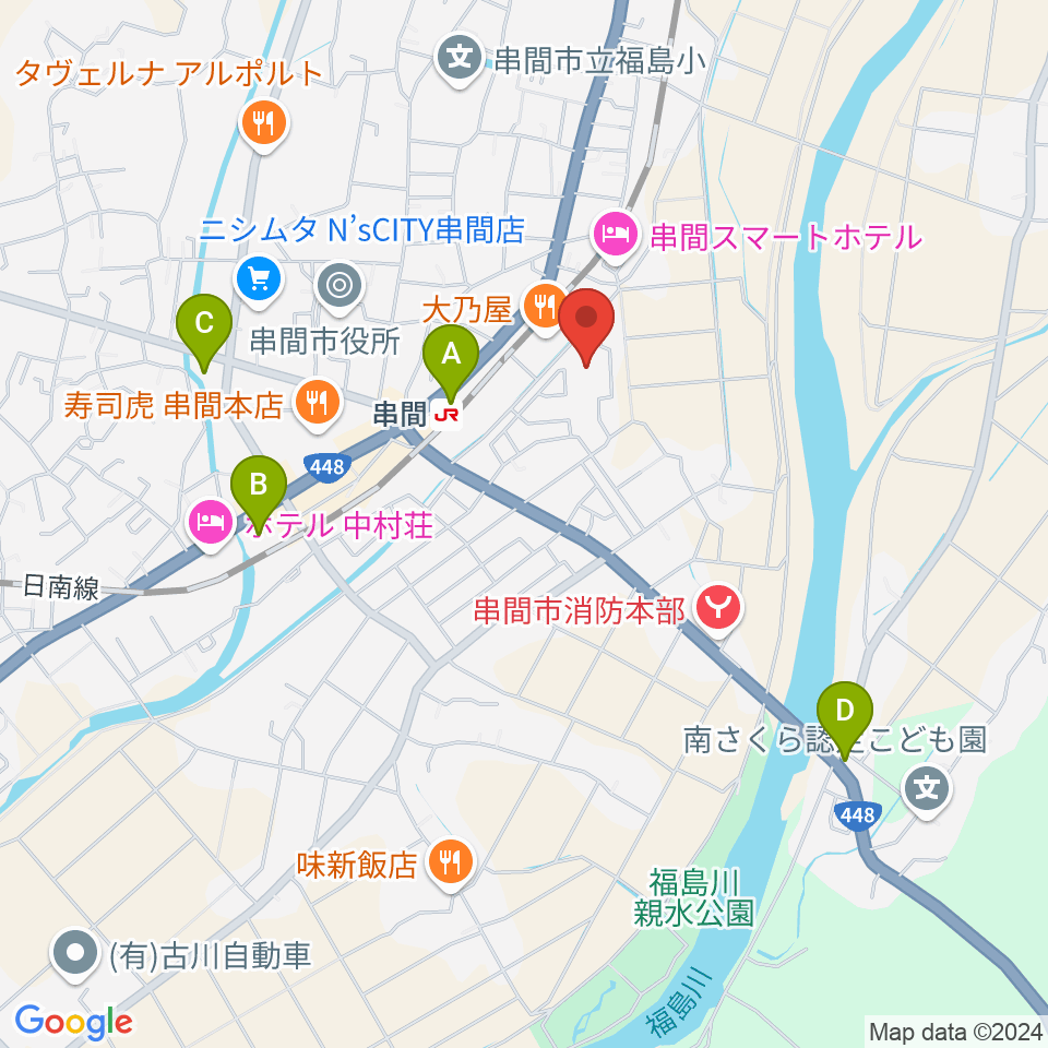 串間市文化会館周辺のコンビニエンスストア一覧地図