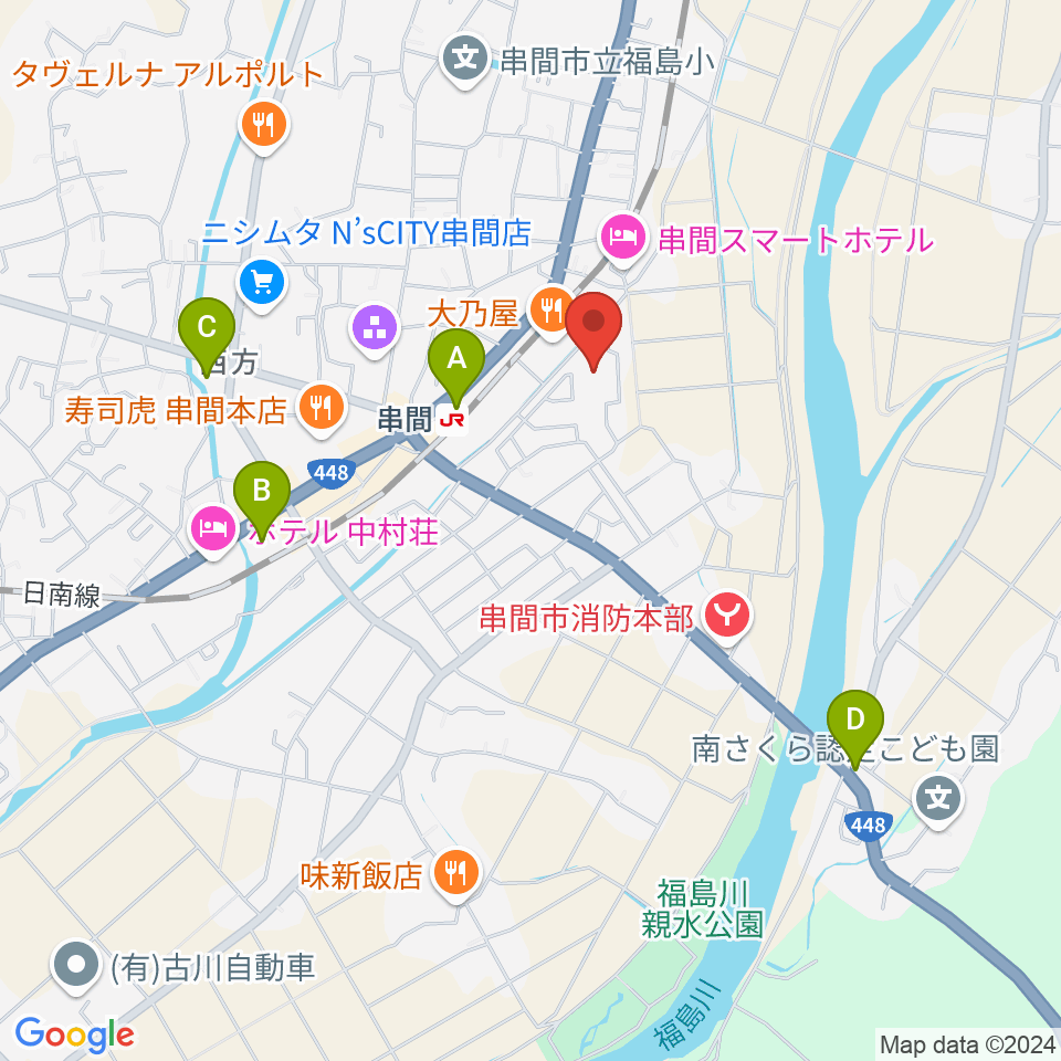 串間市文化会館周辺のコンビニエンスストア一覧地図