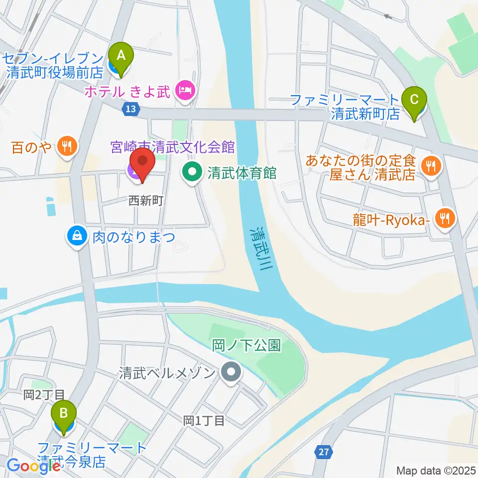 宮崎市清武文化会館周辺のコンビニエンスストア一覧地図