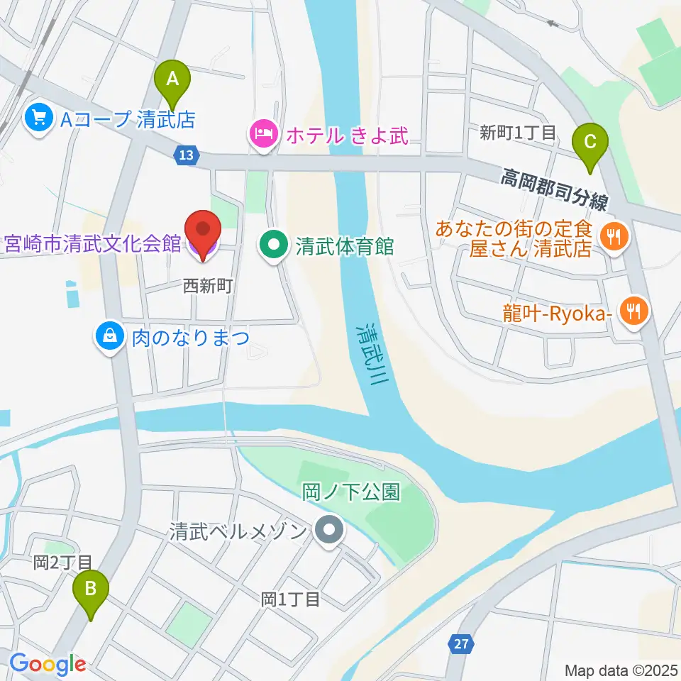 宮崎市清武文化会館周辺のコンビニエンスストア一覧地図