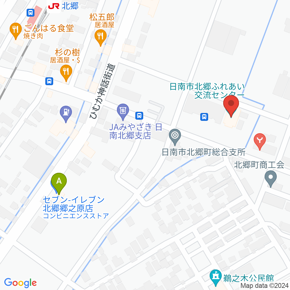 日南市北郷ふれあい交流センター周辺のコンビニエンスストア一覧地図