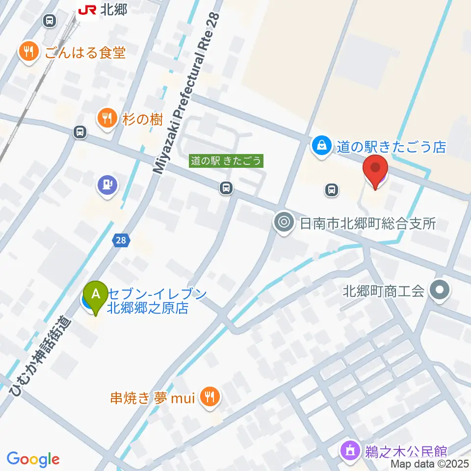 日南市北郷ふれあい交流センター周辺のコンビニエンスストア一覧地図