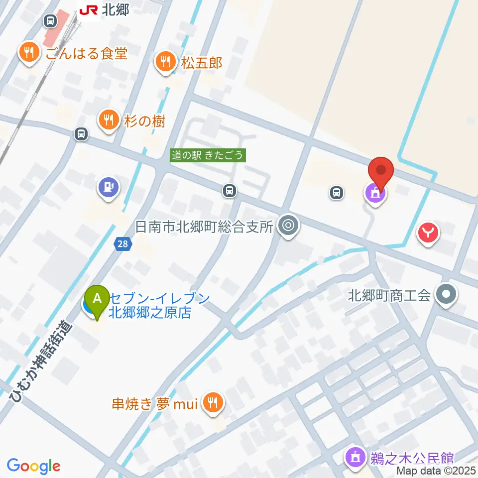 日南市北郷ふれあい交流センター周辺のコンビニエンスストア一覧地図