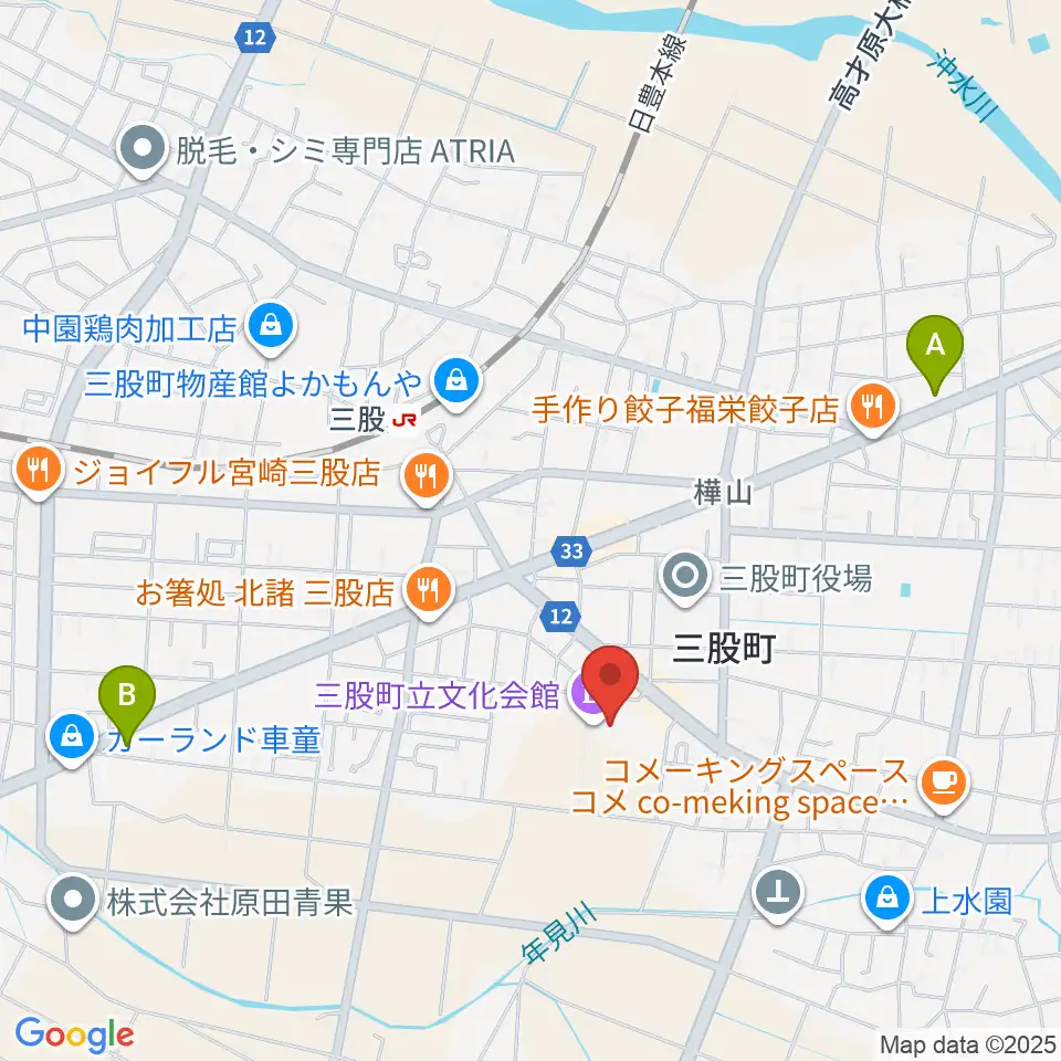 三股町立文化会館周辺のコンビニエンスストア一覧地図