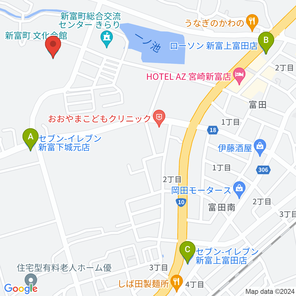 新富町文化会館周辺のコンビニエンスストア一覧地図