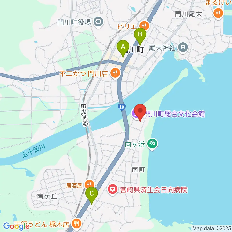 門川町総合文化会館周辺のコンビニエンスストア一覧地図