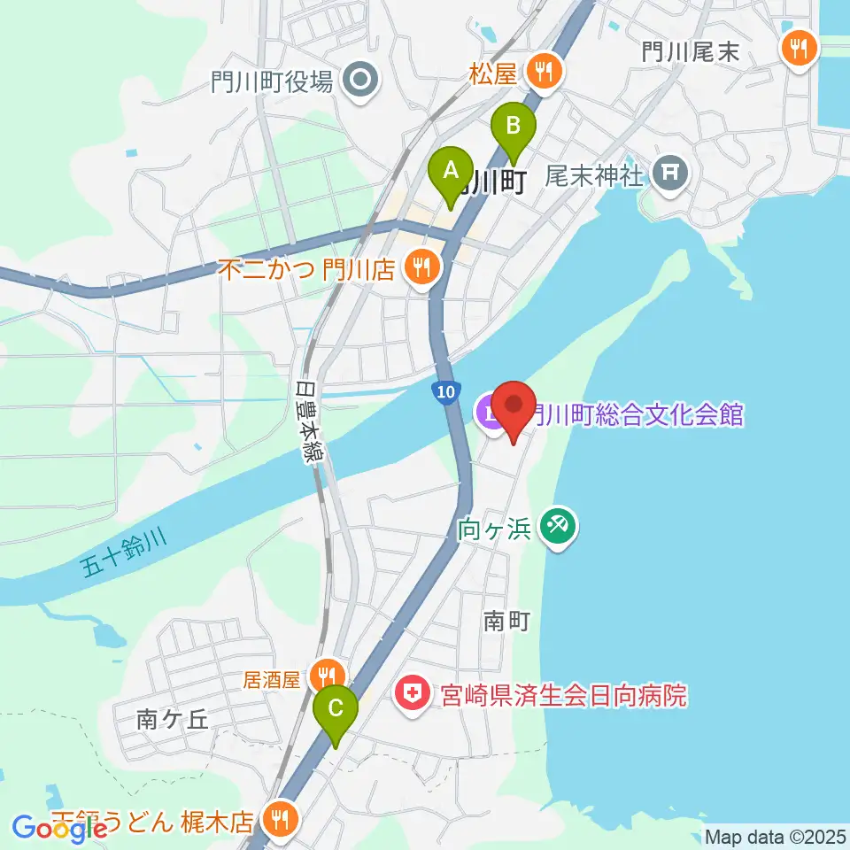 門川町総合文化会館周辺のコンビニエンスストア一覧地図