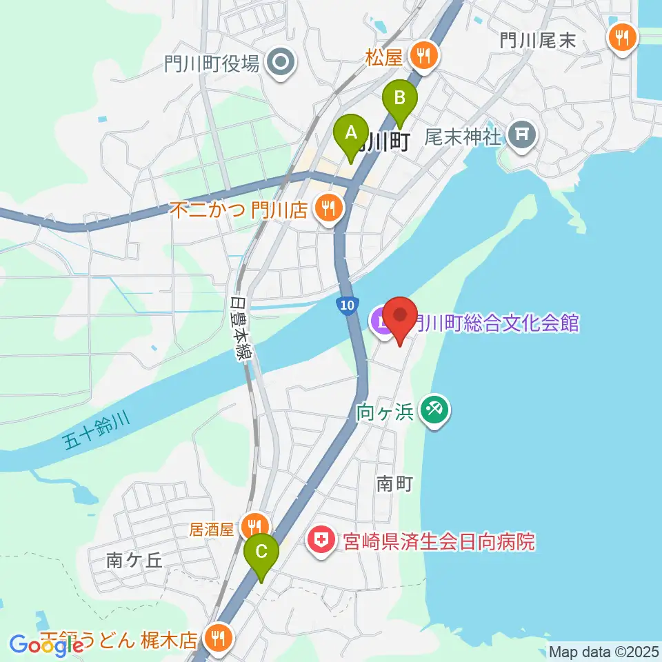 門川町総合文化会館周辺のコンビニエンスストア一覧地図