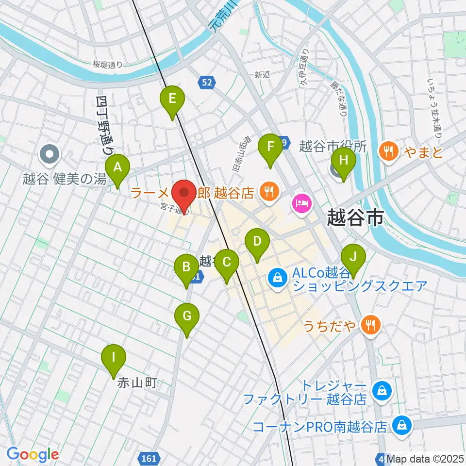 越谷Memphis周辺のコンビニエンスストア一覧地図