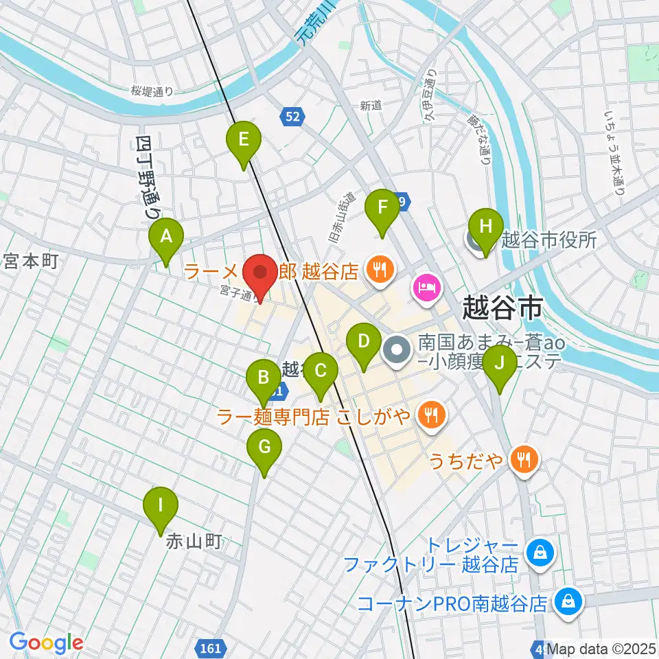 越谷Memphis周辺のコンビニエンスストア一覧地図