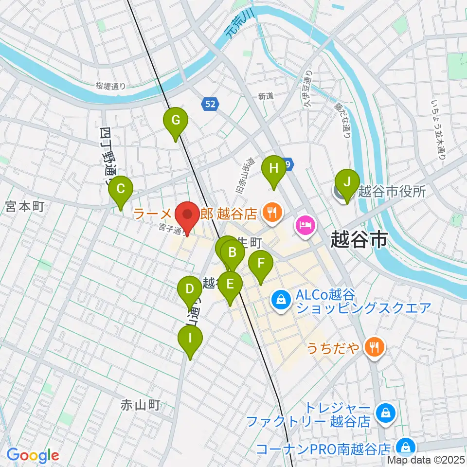 越谷Memphis周辺のコンビニエンスストア一覧地図