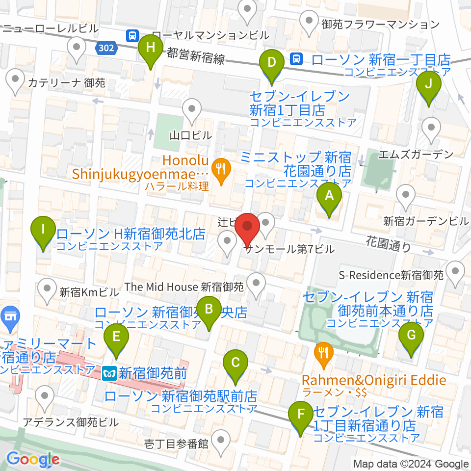 新宿リトルモンスター周辺のコンビニエンスストア一覧地図