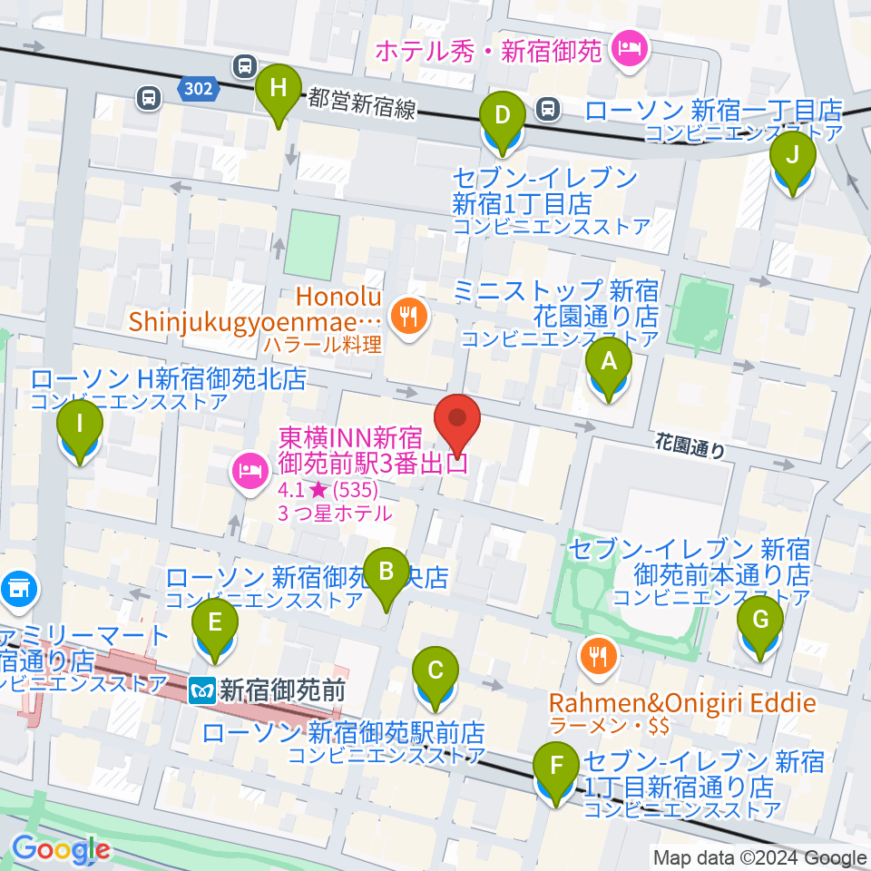 新宿リトルモンスター周辺のコンビニエンスストア一覧地図