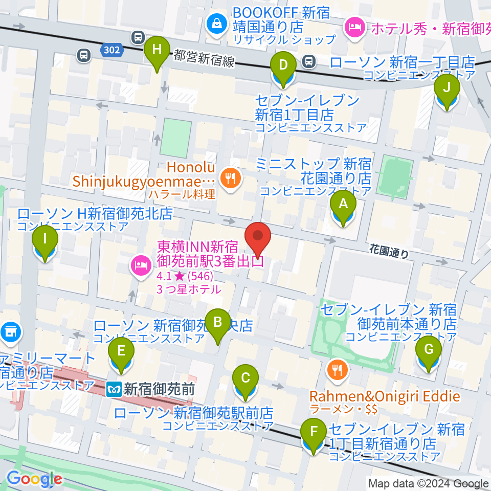 新宿リトルモンスター周辺のコンビニエンスストア一覧地図