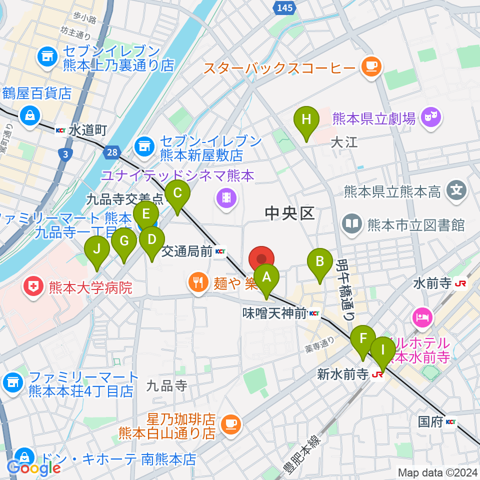 セブンカラーズアーティスト熊本校周辺のコンビニエンスストア一覧地図