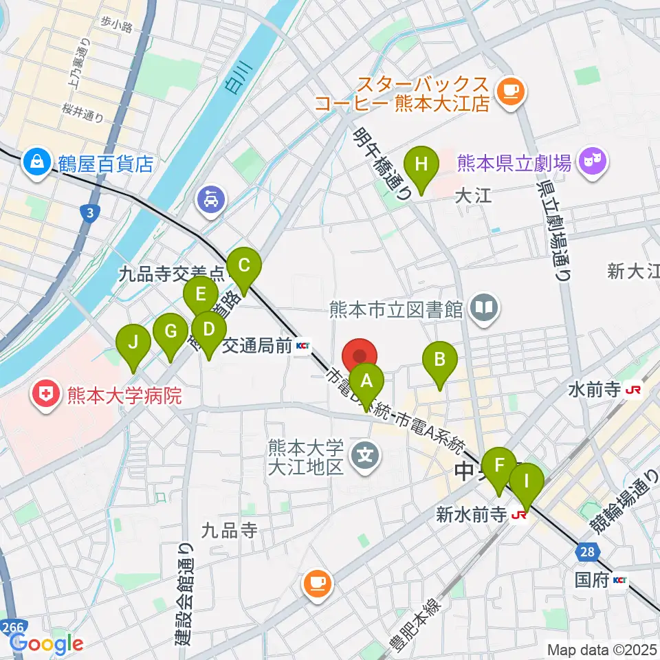 セブンカラーズアーティスト熊本校周辺のコンビニエンスストア一覧地図