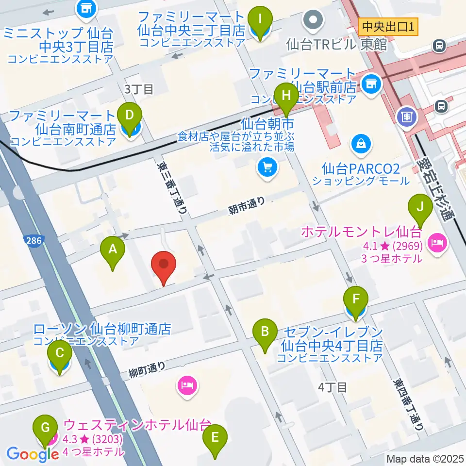 桐朋学園 子供のための音楽教室 仙台教室周辺のコンビニエンスストア一覧地図