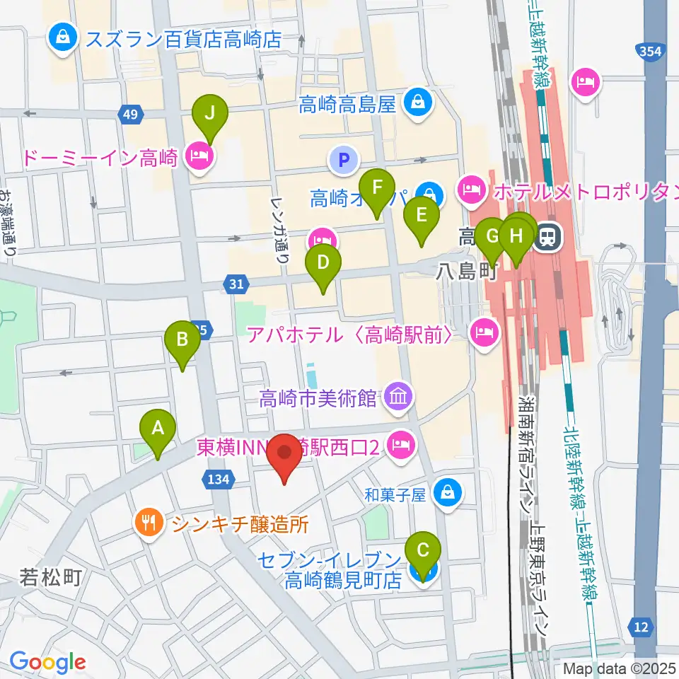 桐朋 子供のための音楽教室 高崎教室周辺のコンビニエンスストア一覧地図