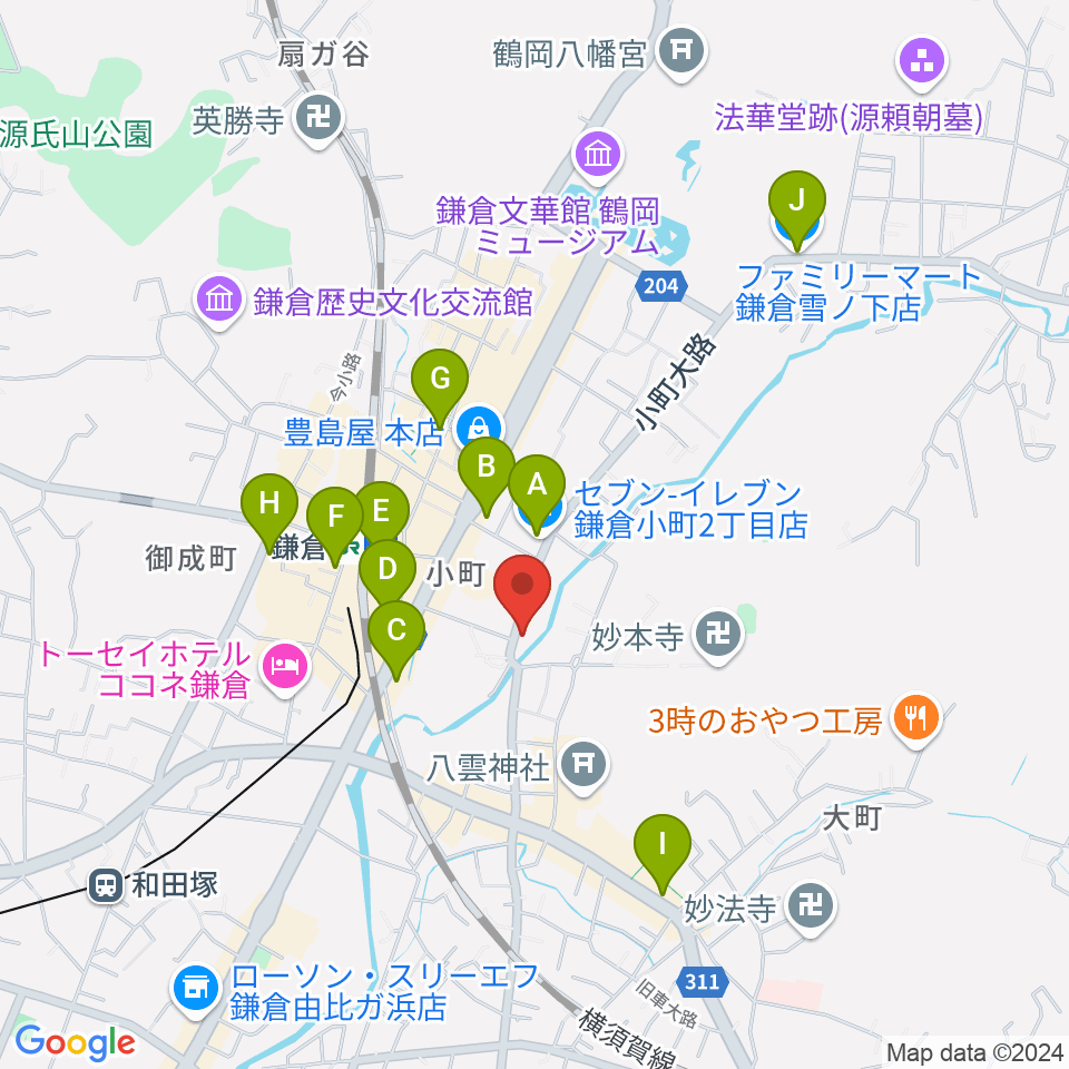 桐朋 子供のための音楽教室 鎌倉・横浜教室周辺のコンビニエンスストア一覧地図