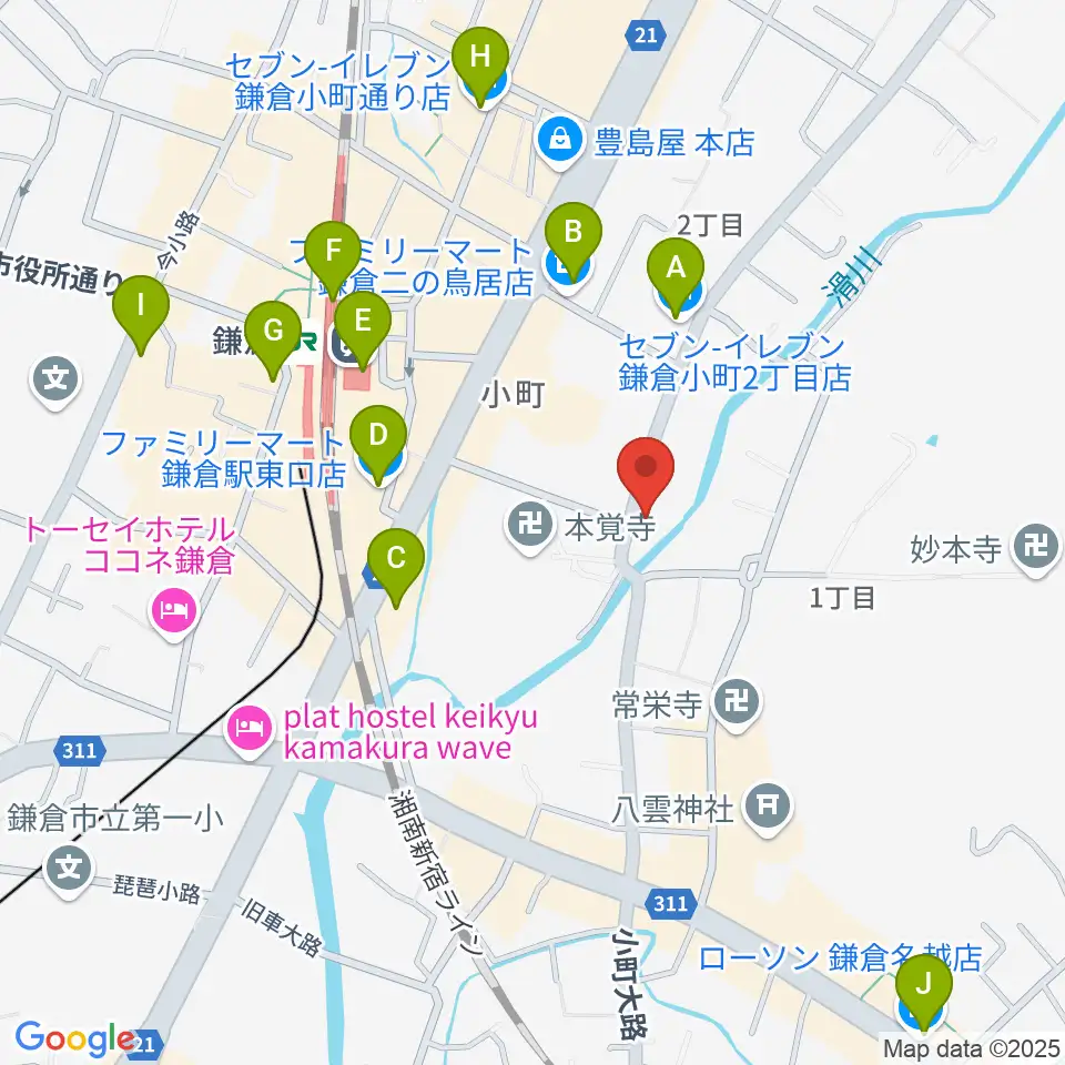 桐朋 子供のための音楽教室 鎌倉・横浜教室周辺のコンビニエンスストア一覧地図