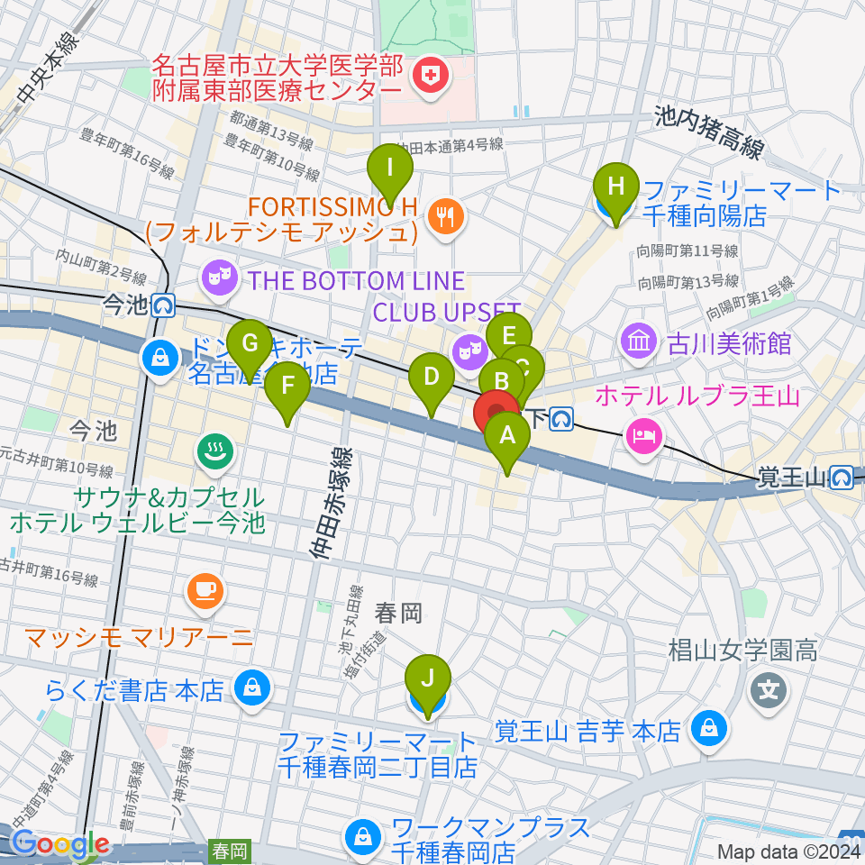 日響楽器 池下店周辺のコンビニエンスストア一覧地図