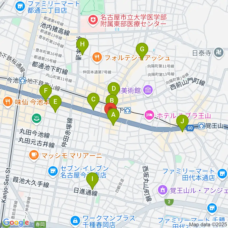 日響楽器 池下店周辺のコンビニエンスストア一覧地図