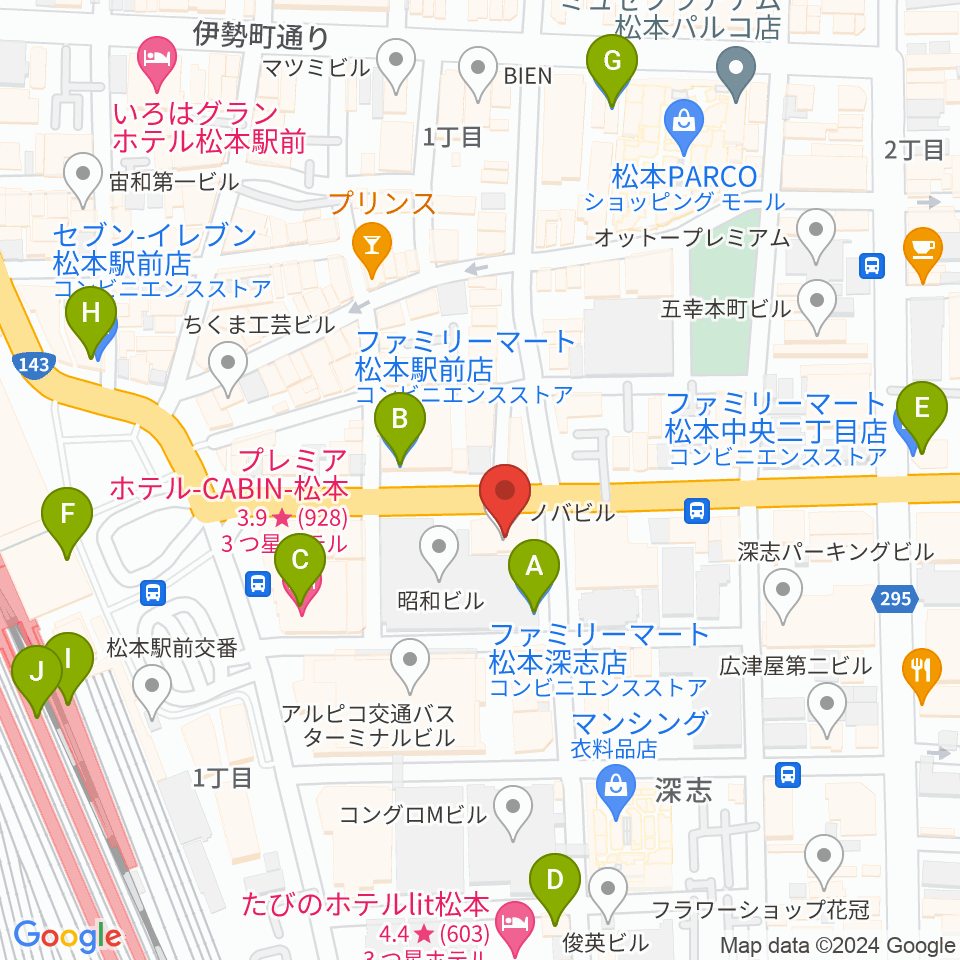 桐朋 子供のための音楽教室 松本教室周辺のコンビニエンスストア一覧地図